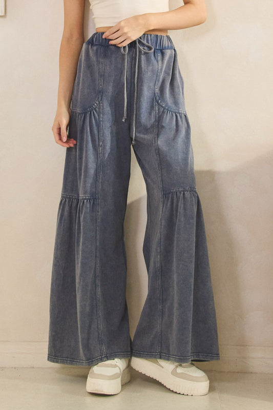 Easy Days Tiered Wide-Leg Drawstring Pants