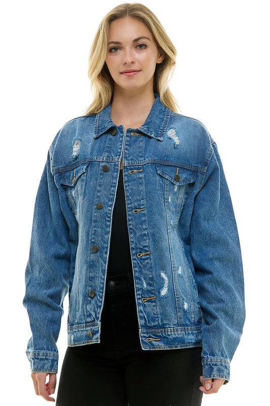 Distressed Boyfriend Denim Jacket