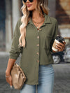 Waffle Knit Button Down Shacket Relaxed Fit Jacket