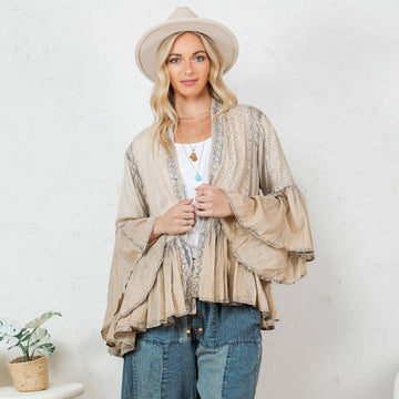 Elegant Kimono-Inspired Frill Shrug - New Style