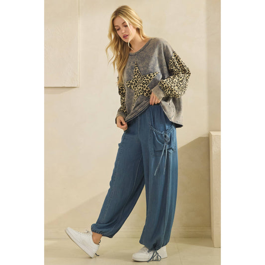 Drawstring Utility Cargo-Style Wide-Leg Jogger