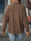 Waffle Knit Button Down Shacket Relaxed Fit Jacket