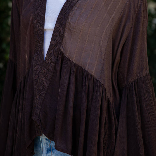 Elegant Kimono-Inspired Frill Shrug - New Style
