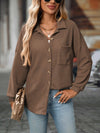 Waffle Knit Button Down Shacket Relaxed Fit Jacket