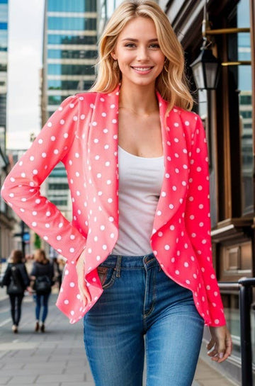 Polka Dot Open Blazer