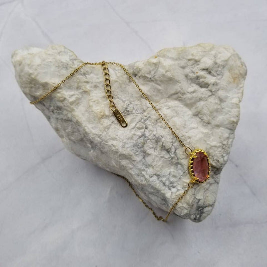 Oval Zircon Pendant Necklace