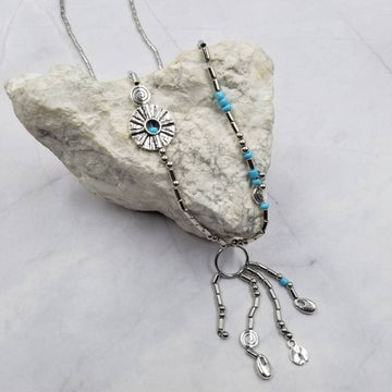 Western Style Beaded Fringe Long Necklace