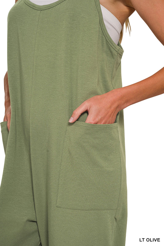 Spaghetti Strap Pocketed Jumpsuit-So Comfy!