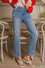 Medium Washed Cropped Straight Leg Denim