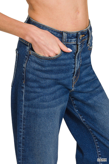 Dark wash wide leg denim pants