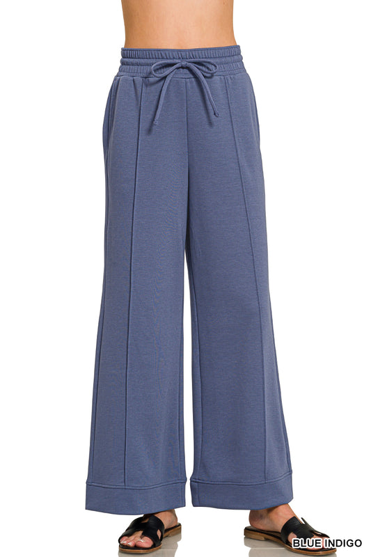 Off-Duty Chic Scuba Wide-Leg Pants