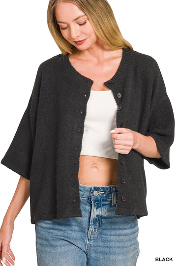 Sweet on Repeat Wool-Blend Half-Sleeve Cardigan