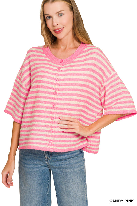 Bright Side Striped Wool-Blend Cardigan