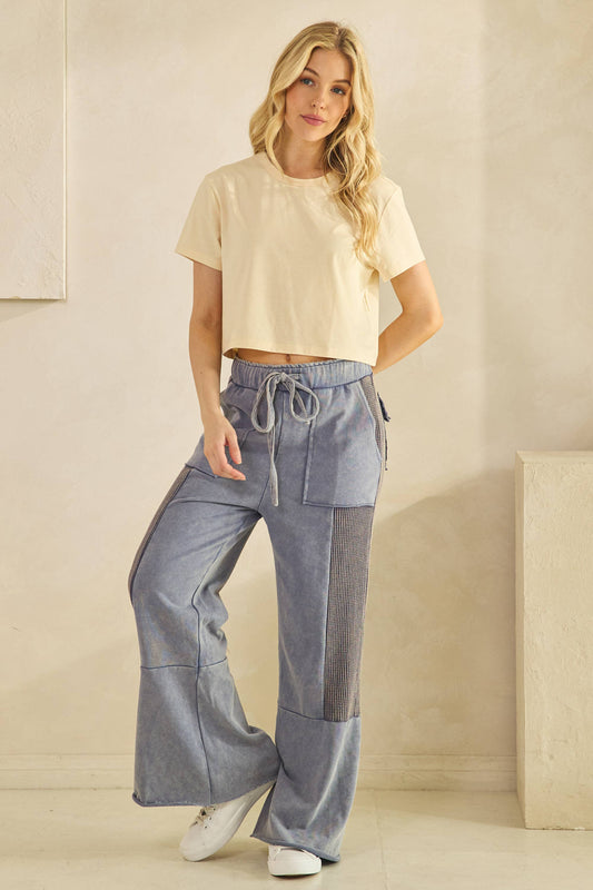 Retro Rhythm Mineral-Washed Cotton Flare Pants