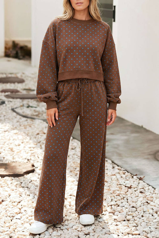 F/W26 Polka Dot Drawstring Wide Leg Pants Set | S-4X