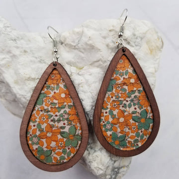 Fall Flower Wood Earrings