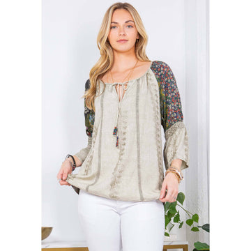 Enchanting Whimsy Overdyed Rayon Peasant Top With Embroidery