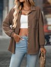 Waffle Knit Button Down Shacket Relaxed Fit Jacket