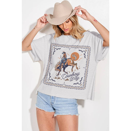 Cowboy Way Western Graphic Thermal Top