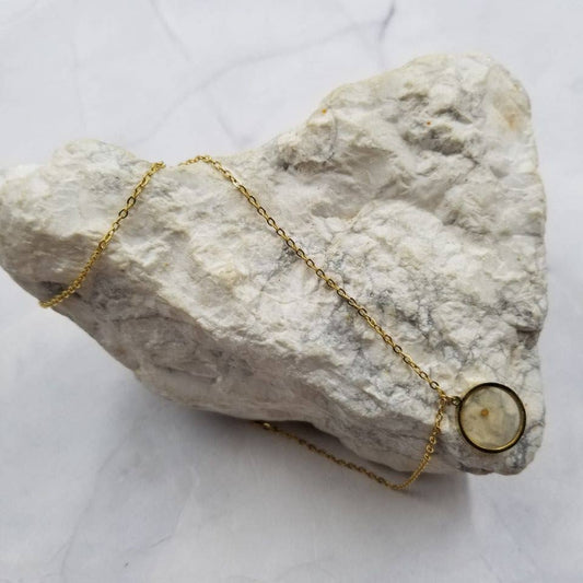 Gold Plated Disc Mustard Seed Necklace