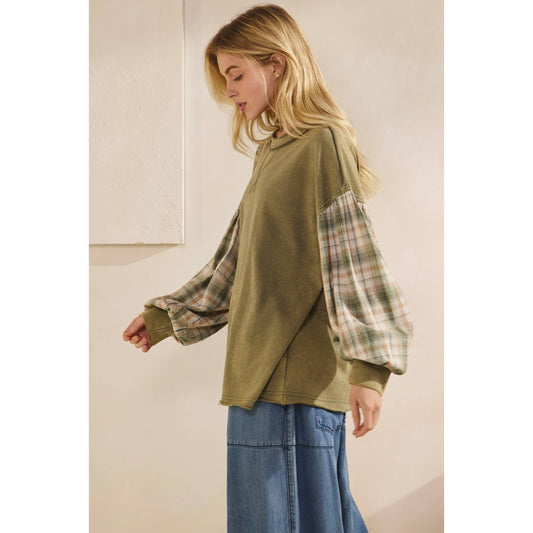The Indie Flannel Contrast Pullover