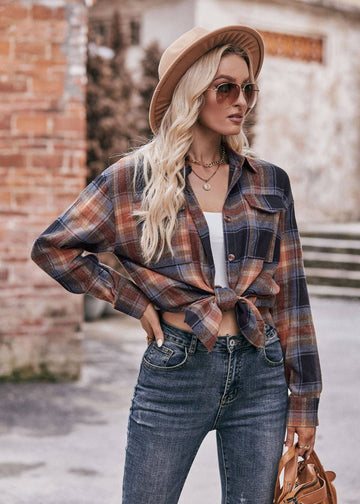 Oversized Plaid Shacket Womens Button Down Shirt Jacket