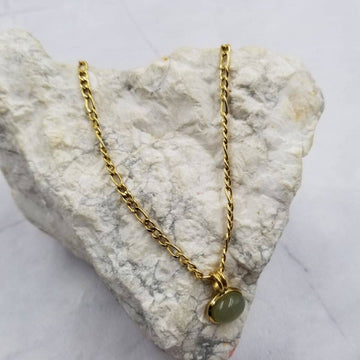 Gold Chain Green Gemstone Pendant Necklace