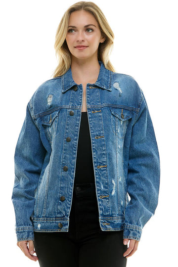 Distressed Boyfriend Denim Jacket