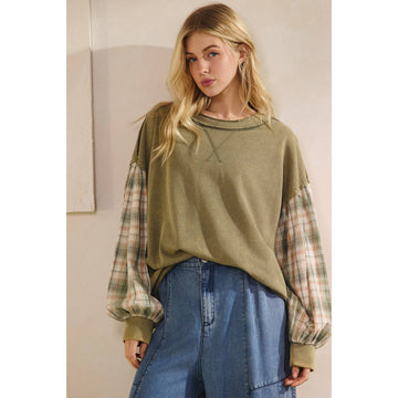 The Indie Flannel Contrast Pullover