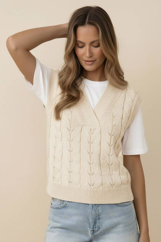 Cable Pattern Dolman Sweater Knit Top