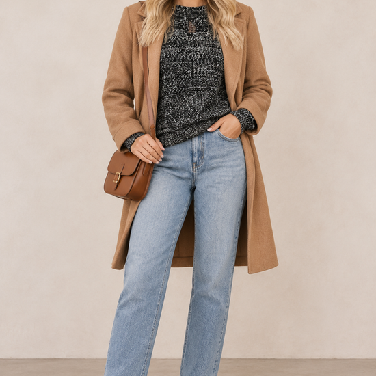 Fall outfit featuring the Black Marled Knit Pullover Sweater