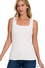 Ribbed square neck sleeveless top in a neutral fall color